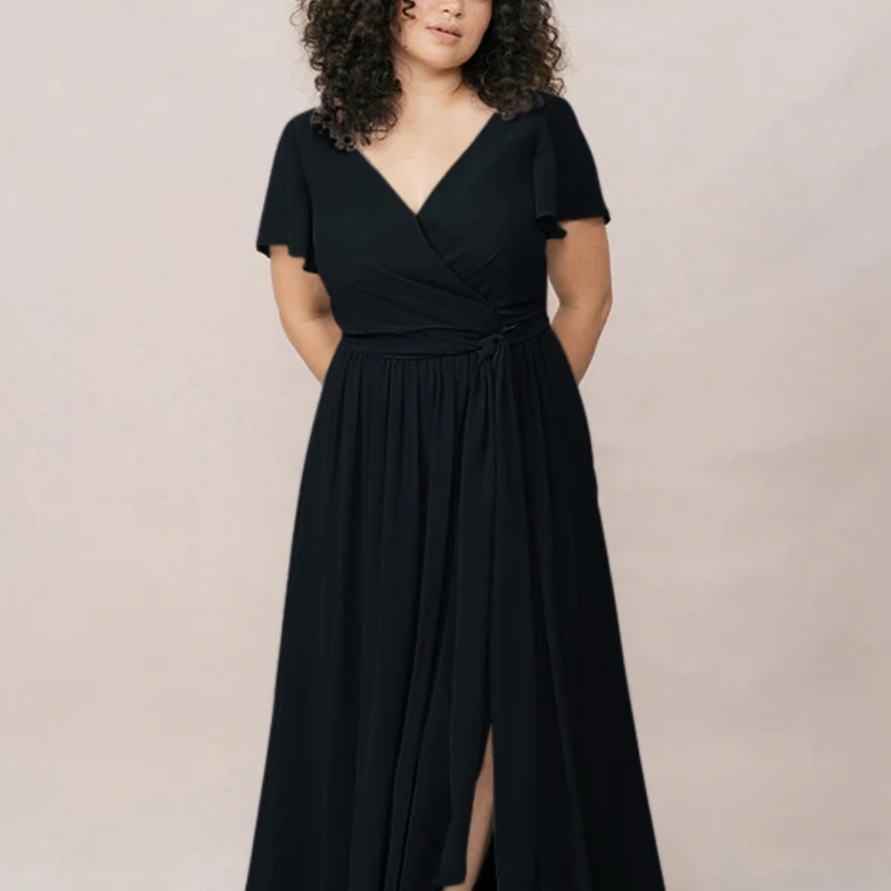 Revelry Black Maxi Wrap Dress with Flutter Sleeves NWT